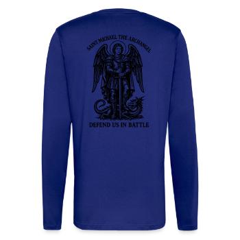 Heiliger Erzengel Michael – Katholische Strichkunst - Langarmshirt - made by SPREAD  - OFF WHITE - Hinten