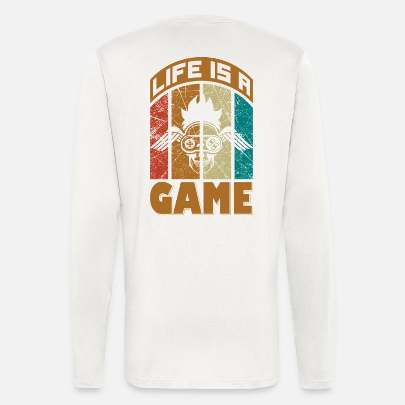 Leben ist ein Spiel Retro Design - Langarmshirt - made by SPREAD - OFF WHITE