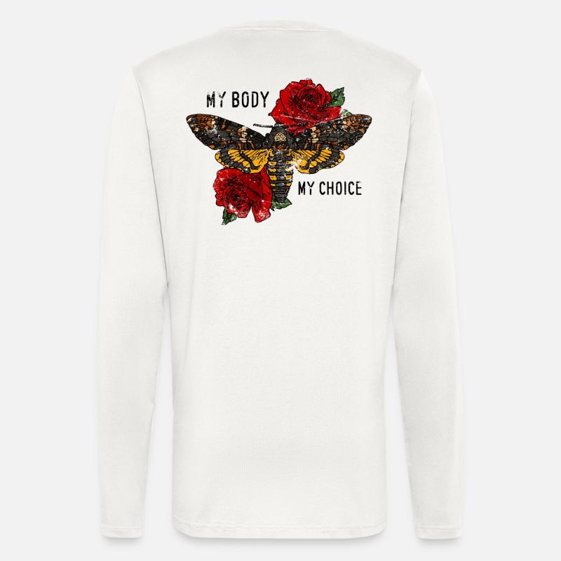 Tarentule papillon avec des roses - Manches longues bio décontracté fabriqué en UE - OFF WHITE