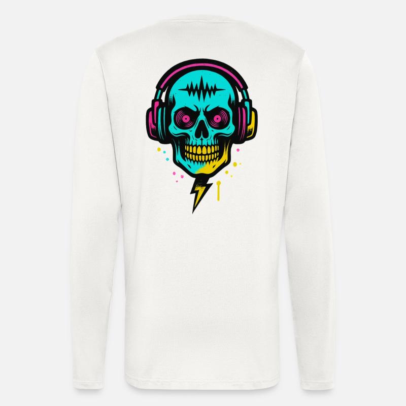 Neon Skull Kopfhörer, Dark Rave Beats - Langarmshirt - made by SPREAD  - OFF WHITE