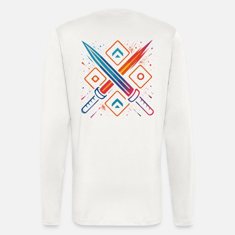 Gaming Schwerter Neon - Langarmshirt - made by SPREAD  - OFF WHITE