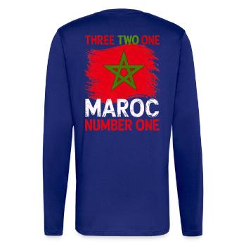 Morocco Flag Moroccan Soccer Supporter for Men  - Manches longues bio décontracté fabriqué en UE - OFF WHITE - Dos