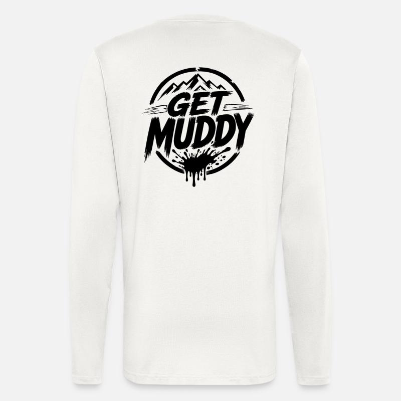 Get Muddy - Logo noir - Manches longues bio décontracté fabriqué en UE - OFF WHITE