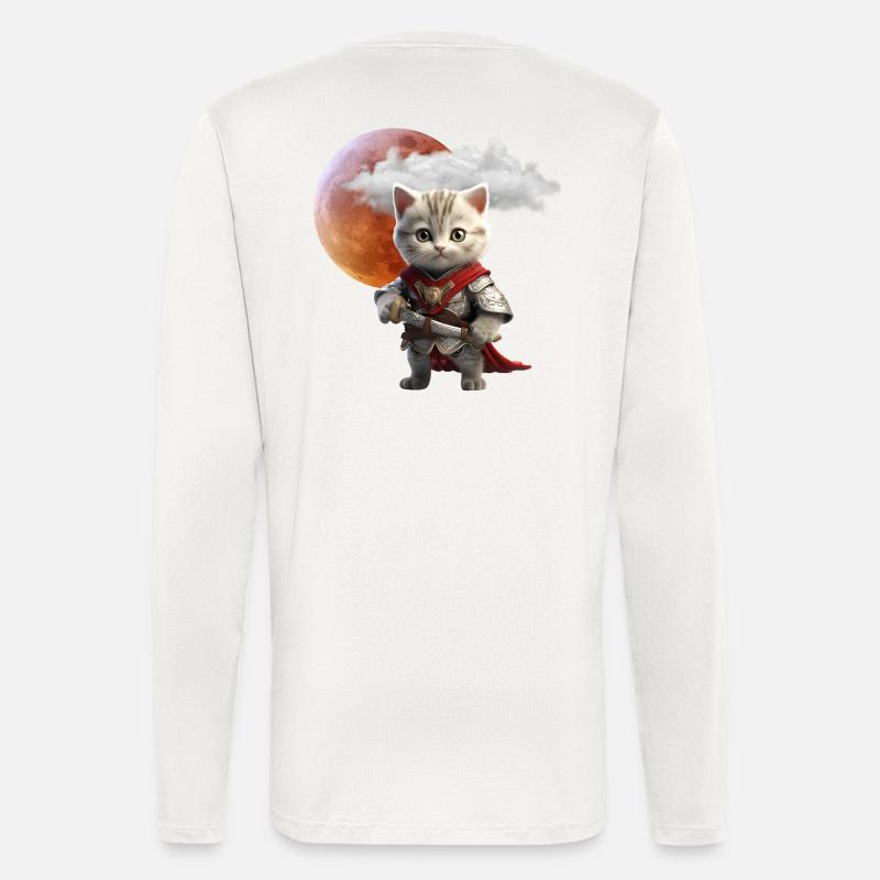 Knight Kitten Under Lunar Moon - Longsleeve - made by SPREAD  - OFF WHITE