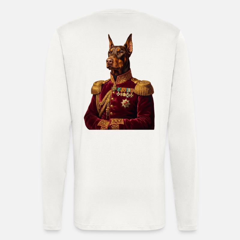 Dobermann Portrait: Der Königliche General - Langarmshirt - made by SPREAD  - OFF WHITE