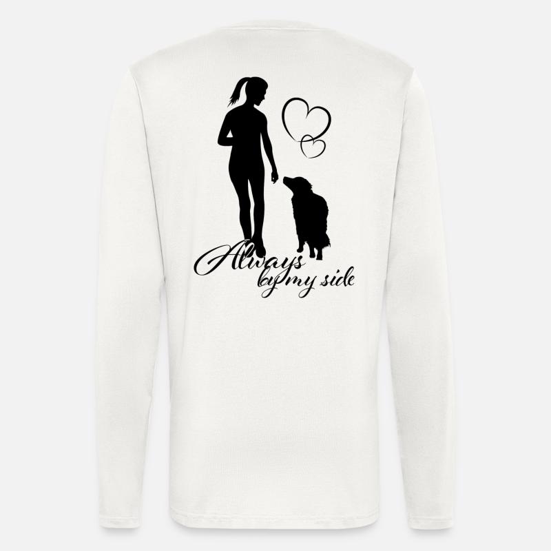 Doglover, by my side - Manches longues bio décontracté fabriqué en UE - OFF WHITE