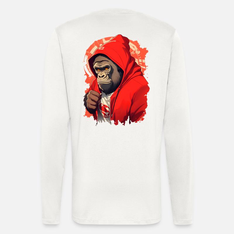 Gorilla mit rotem Hoody - Langarmshirt - made by SPREAD - OFF WHITE