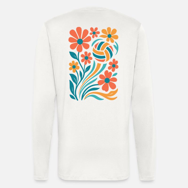 Abstrakte Blumen mit Volleyball - Langarmshirt - made by SPREAD  - OFF WHITE