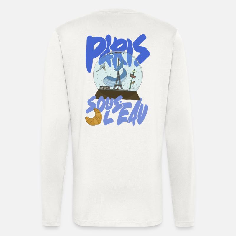 Paris Schneekugel Blau – Eiffel-Ikone - Langarmshirt - made by SPREAD  - OFF WHITE