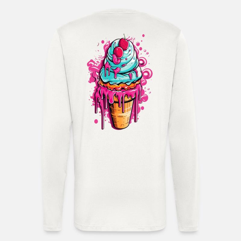 Bunte Eistorte mit Früchten - Langarmshirt - made by SPREAD  - OFF WHITE