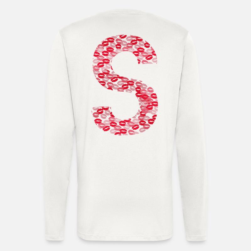 Buchstabe S - Vorname Initiales Geschenk - Langarmshirt - made by SPREAD  - OFF WHITE