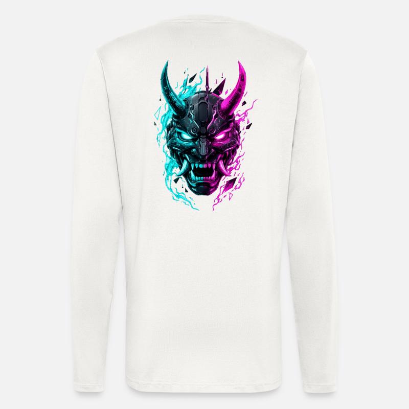 Neon Cyber Oni Mask - Langarmshirt - made by SPREAD - OFF WHITE