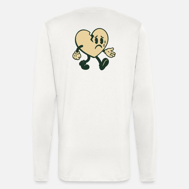 Broken heart with sad expression - Longsleeve - made by SPREAD  - OFF WHITE