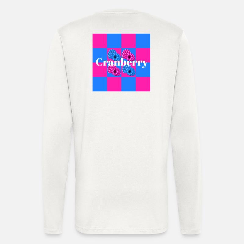 Lebendige Beerenmuster auf Farbblock-Hintergrund - Langarmshirt - made by SPREAD  - OFF WHITE