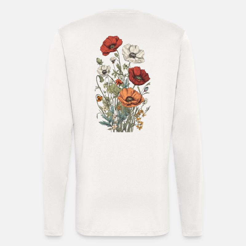 Wunderschönes Boho Mohn Herbarium Bouquet - Langarmshirt - made by SPREAD  - OFF WHITE