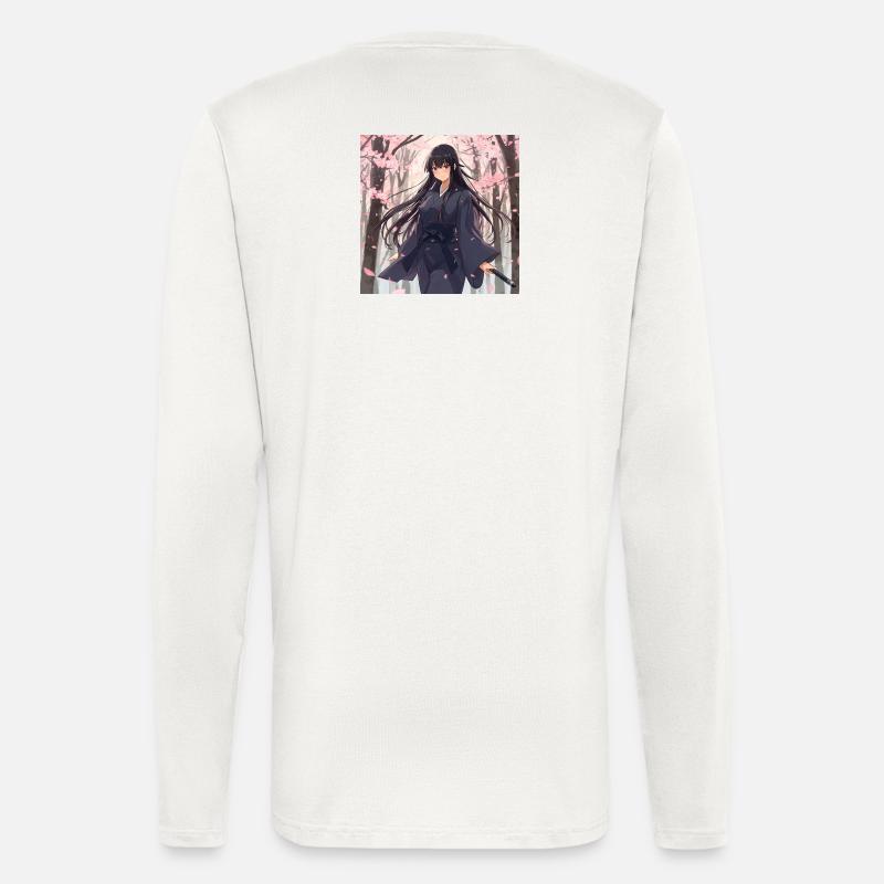 Sakura Samurai im Wald - Langarmshirt - made by SPREAD  - OFF WHITE