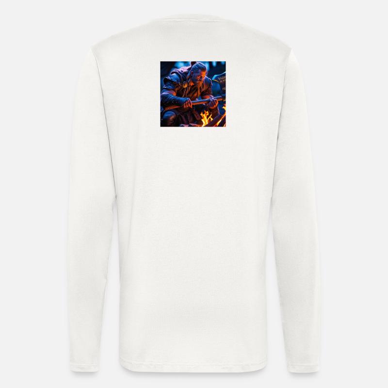Fantasy Wikinger mit einer Axt - Langarmshirt - made by SPREAD  - OFF WHITE