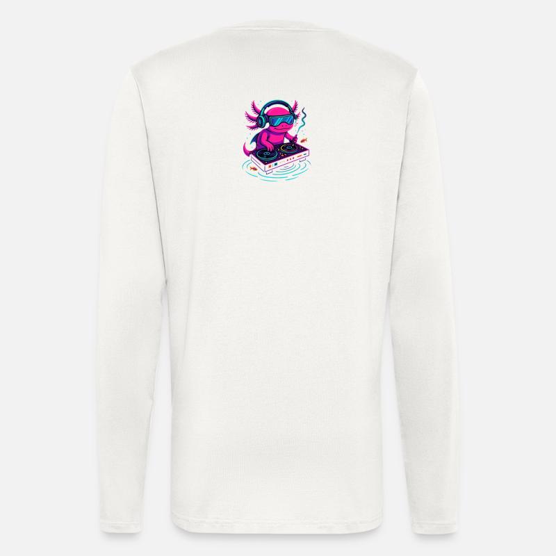 DJ-Axolotl mit Cyperpunk Vibe - Langarmshirt - made by SPREAD  - OFF WHITE
