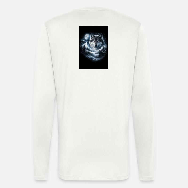 Moon wolf over snowy landscape - Longsleeve - made by SPREAD  - OFF WHITE