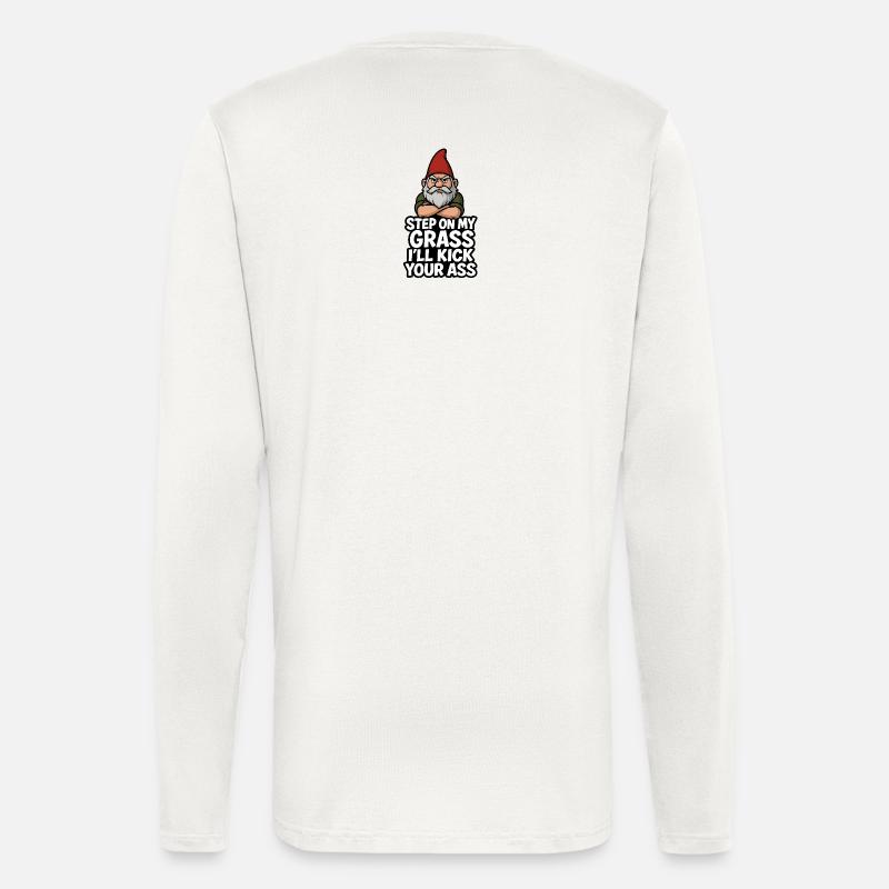 Gnome Saying Step On My Grass - Longsleeve - made by SPREAD  - OFF WHITE