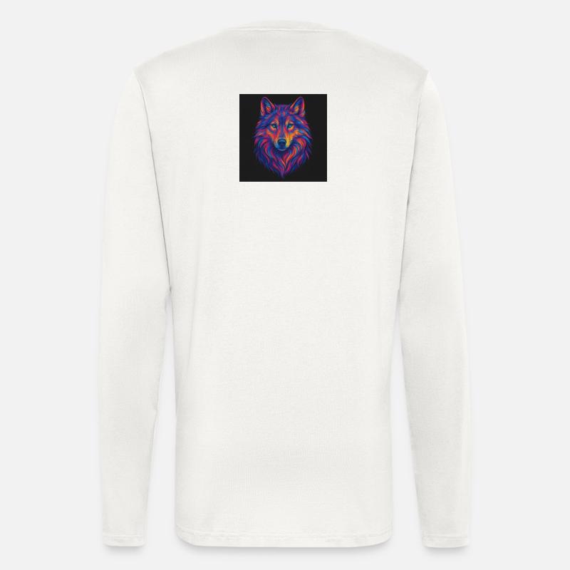 Neon Wolf Kopf Kunst - Langarmshirt - made by SPREAD  - OFF WHITE