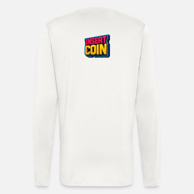 Conception de jeu rétro néon - Manches longues bio décontracté fabriqué en UE - OFF WHITE