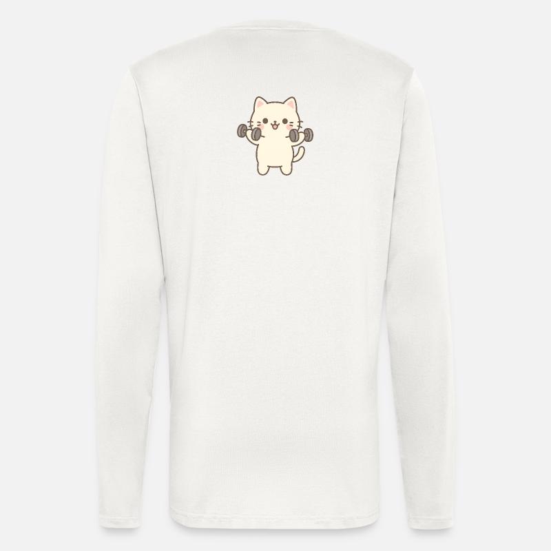 Kitten doing strength training - Longsleeve - made by SPREAD  - OFF WHITE