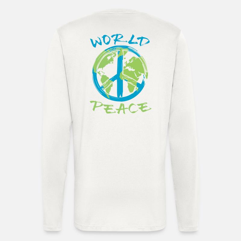 Weltfrieden Erde Planet Friedenszeichen - Langarmshirt - made by SPREAD  - OFF WHITE
