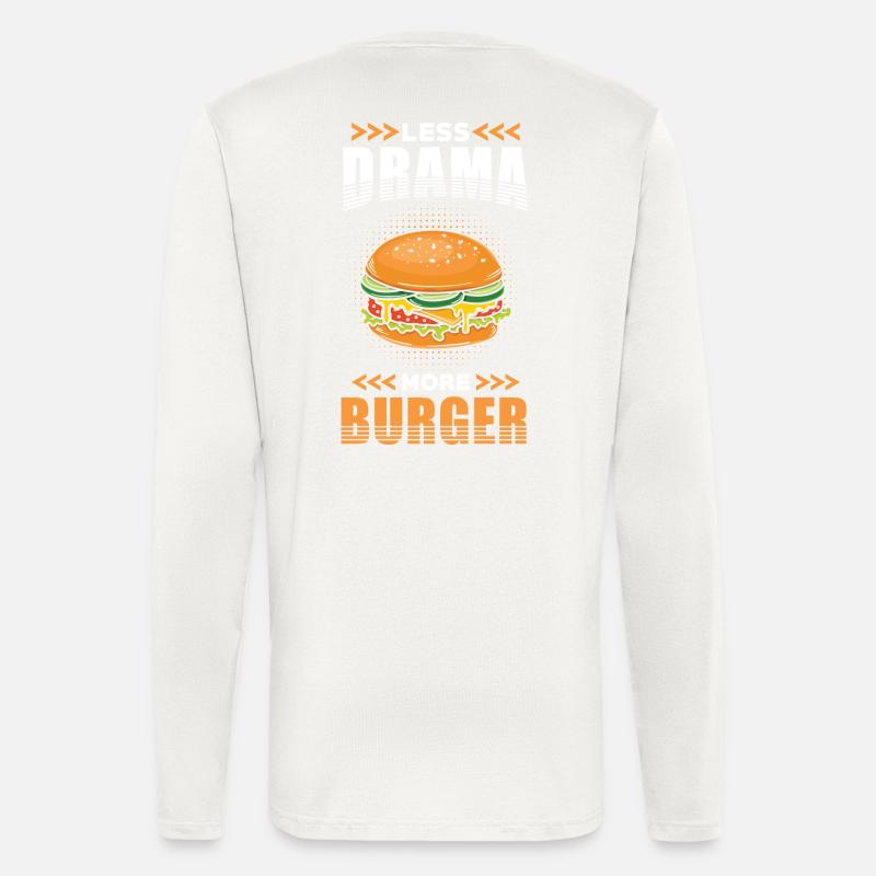 Burger Moins Drame plus Burger - Manches longues bio décontracté fabriqué en UE - OFF WHITE