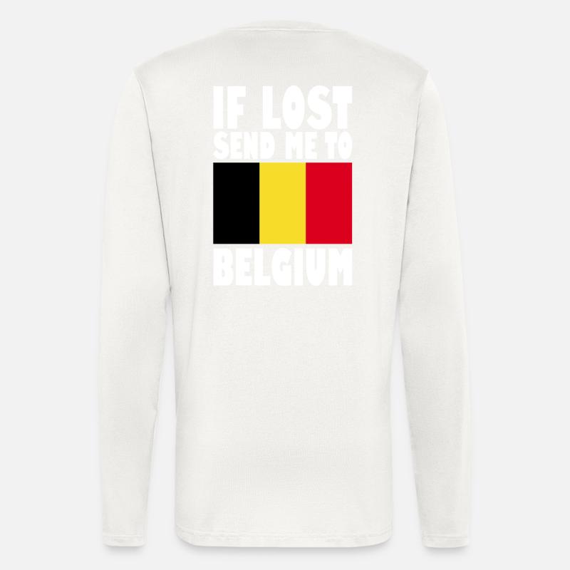 Drapeau de la Belgique - Manches longues bio décontracté fabriqué en UE - OFF WHITE