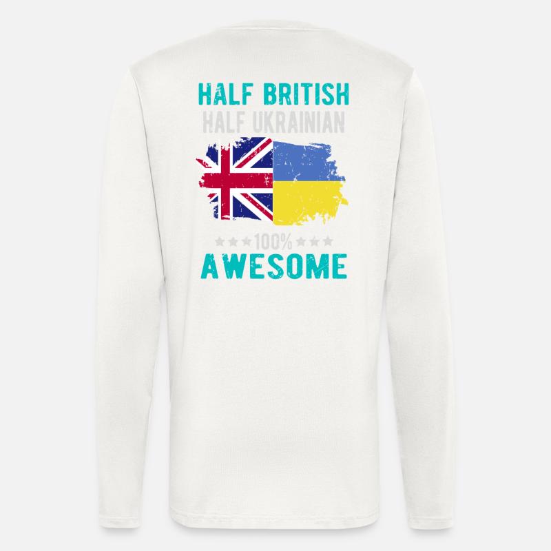 Halb Brite Halb Ukrainer - Langarmshirt - made by SPREAD  - OFF WHITE