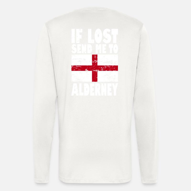 Drapeau d’Aurigny - Manches longues bio décontracté fabriqué en UE - OFF WHITE