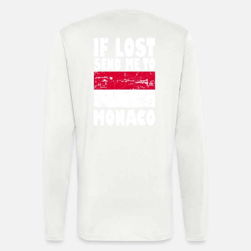 Drapeau de Monaco - Manches longues bio décontracté fabriqué en UE - OFF WHITE