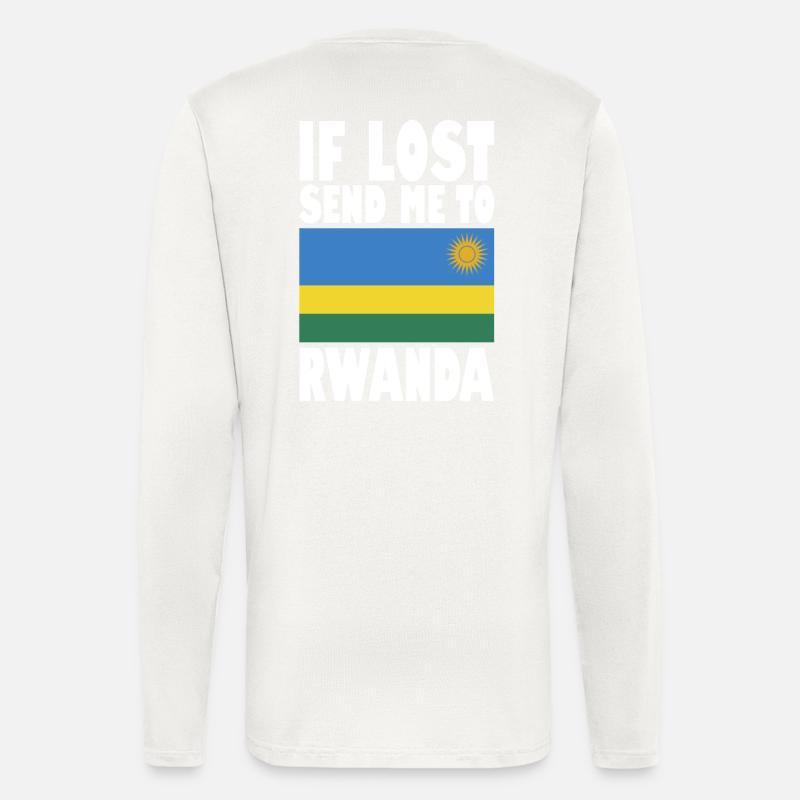 Drapeau du Rwanda - Manches longues bio décontracté fabriqué en UE - OFF WHITE