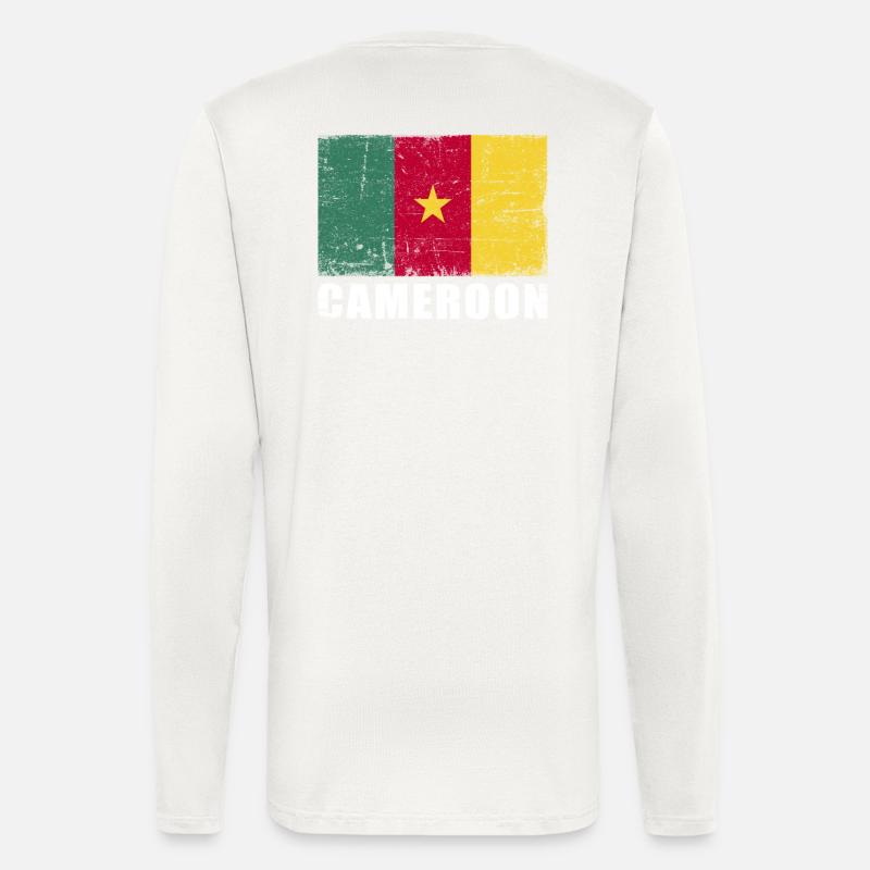 Cameroun Drapeau Grunge Cameroun Drapeau - Manches longues bio décontracté fabriqué en UE - OFF WHITE