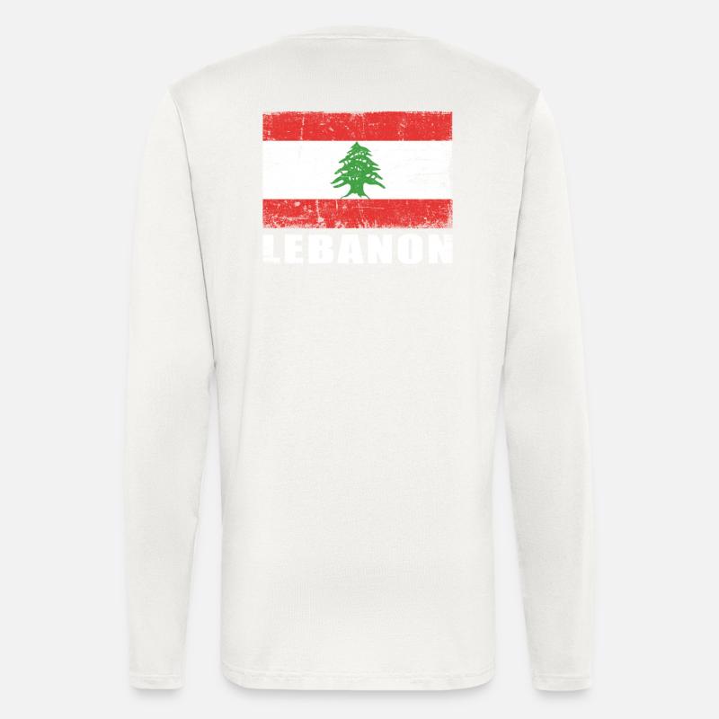 Libanon Flagge Grunge Libanon Fahne - Langarmshirt - made by SPREAD  - OFF WHITE