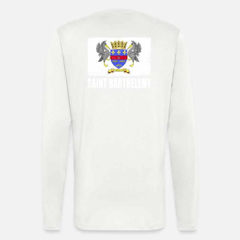 Drapeau de Saint-Barthélemy - Manches longues bio décontracté fabriqué en UE - OFF WHITE