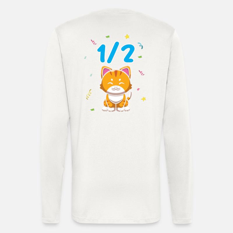 Demi-année 6 mois d’anniversaire chat - Manches longues bio décontracté fabriqué en UE - OFF WHITE