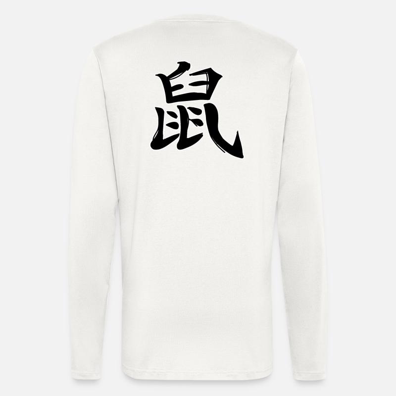 Signe du zodiaque chinois rat - Manches longues bio décontracté fabriqué en UE - OFF WHITE