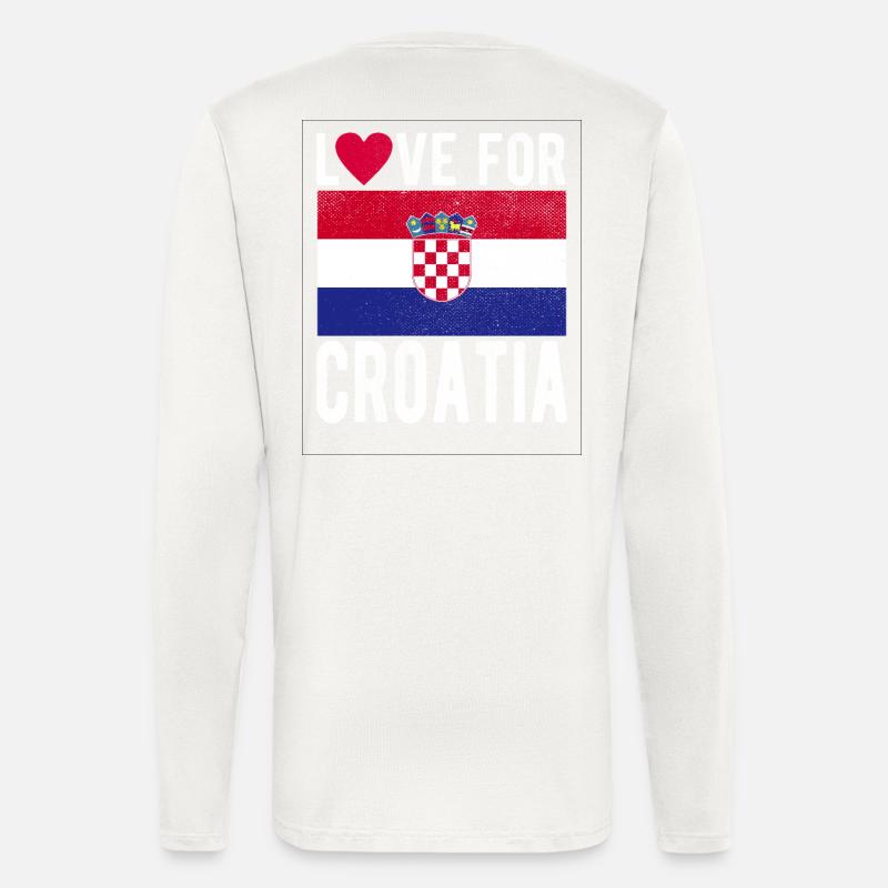 Drapeau de la Croatie - Manches longues bio décontracté fabriqué en UE - OFF WHITE