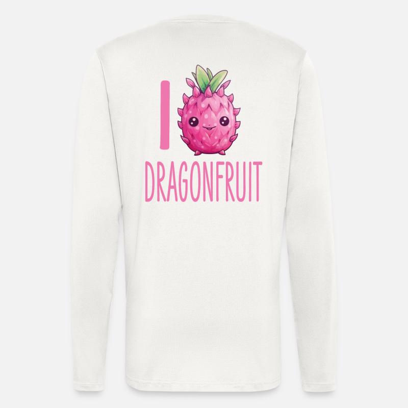 Fruit du dragon Kawaii - Manches longues bio décontracté fabriqué en UE - OFF WHITE
