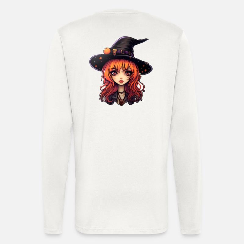 Sorcière mignonne - Manches longues bio décontracté fabriqué en UE - OFF WHITE
