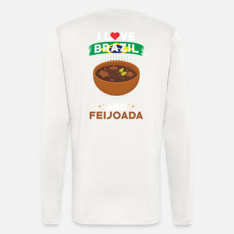 Feijoada, Brésil, Cuisine brésilienne - Manches longues bio décontracté fabriqué en UE - OFF WHITE