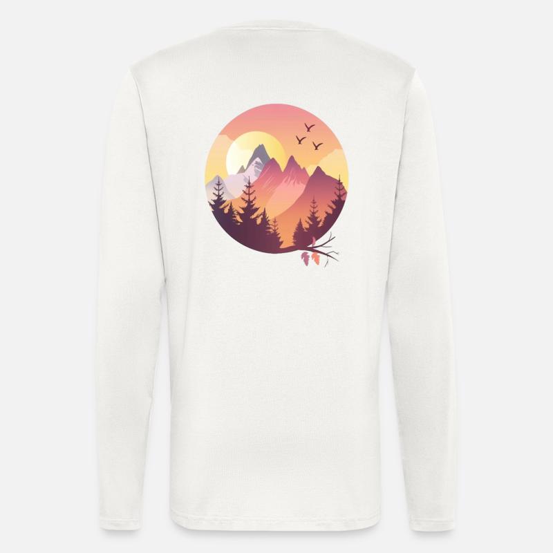 Sunset Mountains With Birds - Longsleeve - made by SPREAD  - OFF WHITE
