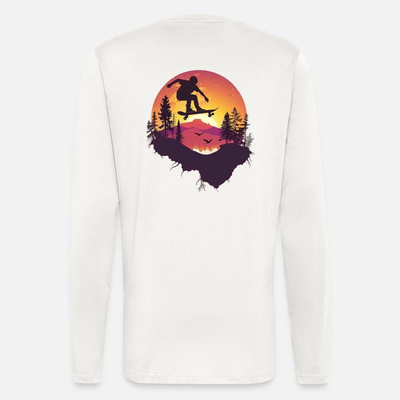 Skateboarder Silhouette Sunset - Longsleeve - made by SPREAD  - OFF WHITE