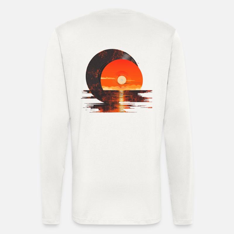 Vinyle Coucher de soleil Réflexion - Manches longues bio décontracté fabriqué en UE - OFF WHITE