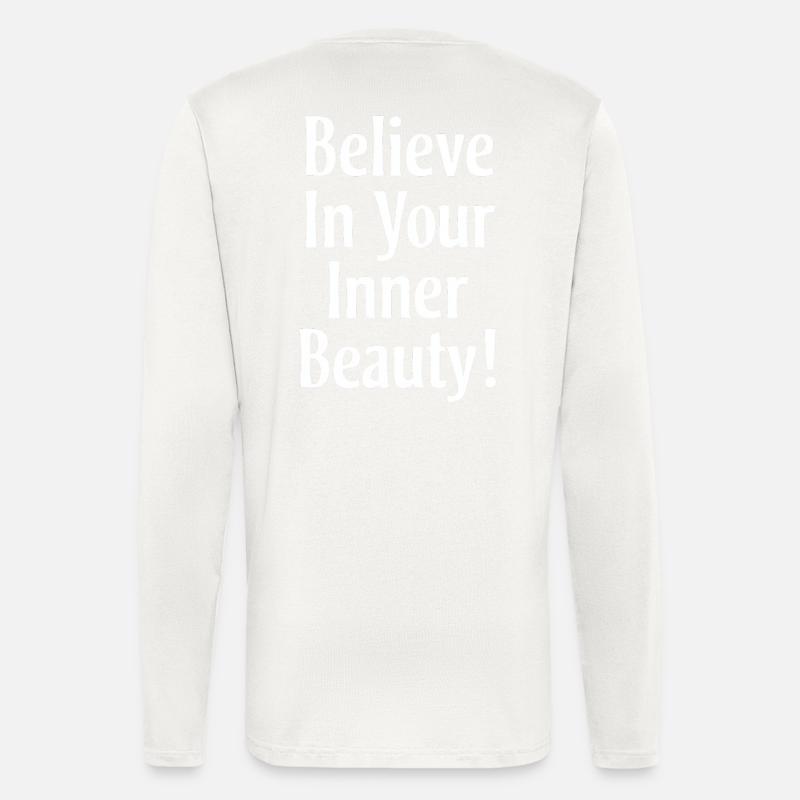 Croyez en votre beauté intérieure - Manches longues bio décontracté fabriqué en UE - OFF WHITE
