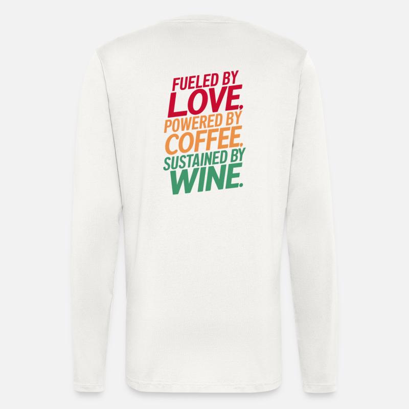 Angetrieben Von Liebe, Kaffee & Wein - Langarmshirt - made by SPREAD  - OFF WHITE