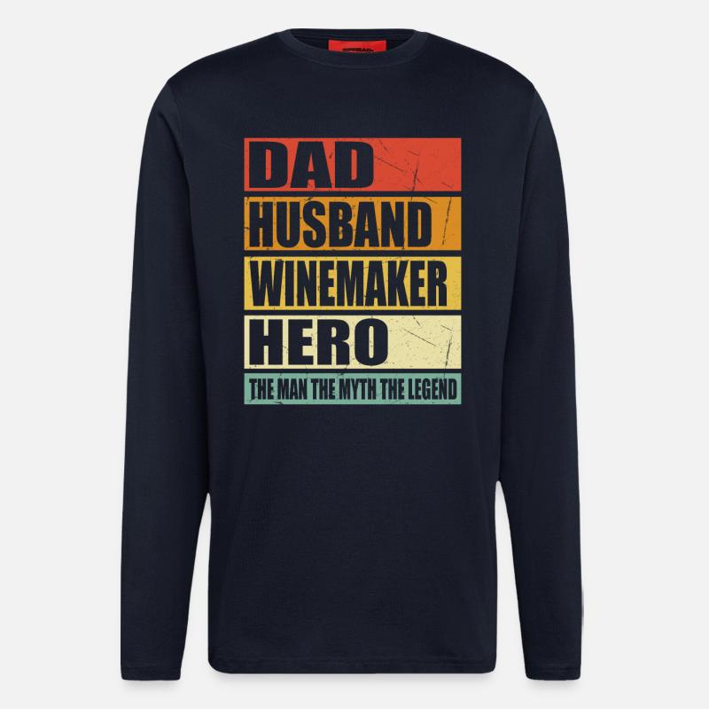 Father Husband Winemaker Held - Longsleeve - made by SPREAD  - DARK NAVY