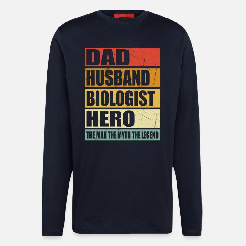 Père Mari Biologiste Held - Manches longues bio décontracté fabriqué en UE - DARK NAVY